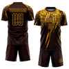 Custom Brown Gold Sublimation Soccer Uniform Jersey