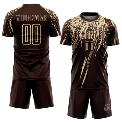 Custom Brown Cream Sublimation Soccer Uniform Jersey