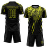 Custom Black Neon Yellow Sublimation Soccer Uniform Jersey