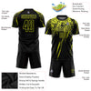 Custom Black Neon Yellow Sublimation Soccer Uniform Jersey