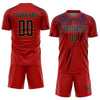 Custom Red Navy-Old Gold Sublimation Soccer Uniform Jersey