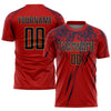 Custom Red Navy-Old Gold Sublimation Soccer Uniform Jersey