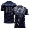 Custom Navy Gray Sublimation Soccer Uniform Jersey