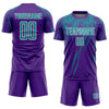 Custom Purple Teal-White Sublimation Soccer Uniform Jersey