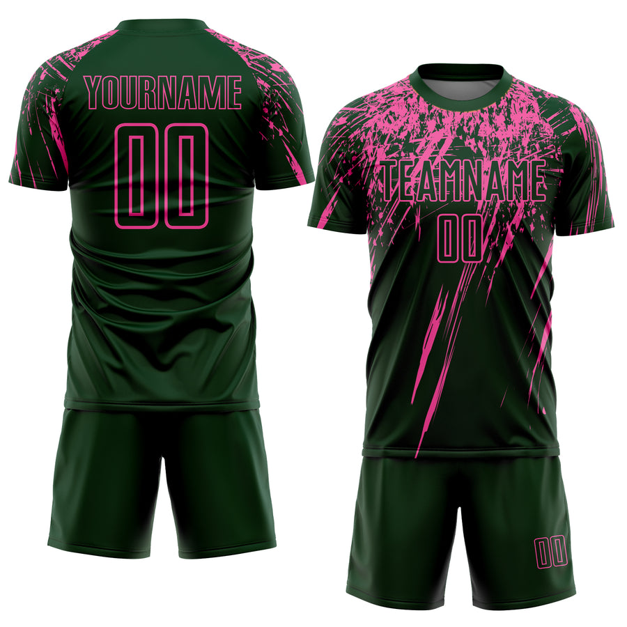 Custom Green Pink Sublimation Soccer Uniform Jersey