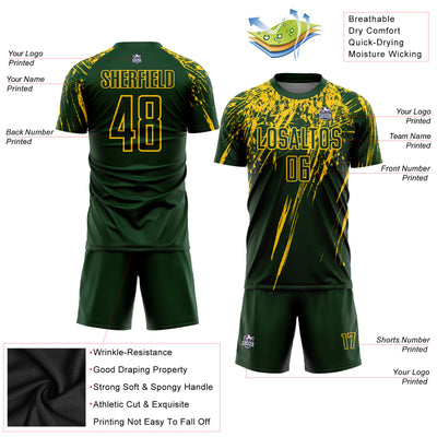 Custom Green Yellow Sublimation Soccer Uniform Jersey