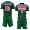 Custom Kelly Green Pink-White Sublimation Soccer Uniform Jersey