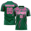 Custom Kelly Green Pink-White Sublimation Soccer Uniform Jersey