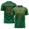 Custom Kelly Green Old Gold-Black Sublimation Soccer Uniform Jersey