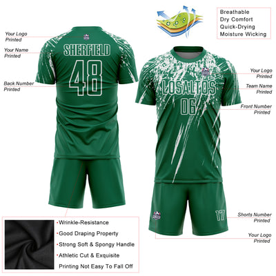 Custom Kelly Green White Sublimation Soccer Uniform Jersey