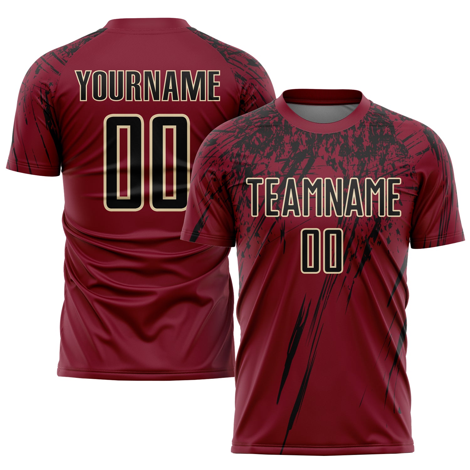 FANSIDEA Custom Crimson Cream-Black Sublimation Fade Fashion Soccer Uniform Jersey Youth Size:130