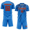 Custom Powder Blue Orange-Navy Sublimation Soccer Uniform Jersey