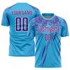 Custom Sky Blue Purple-White Sublimation Soccer Uniform Jersey