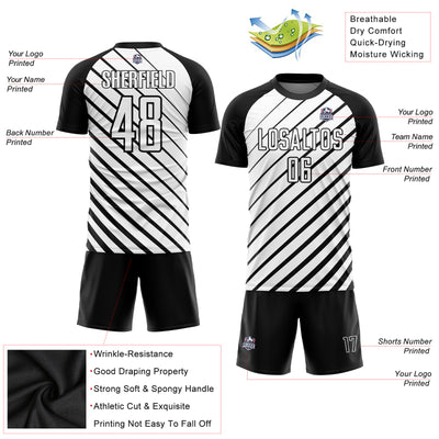 Custom Black White Sublimation Soccer Uniform Jersey