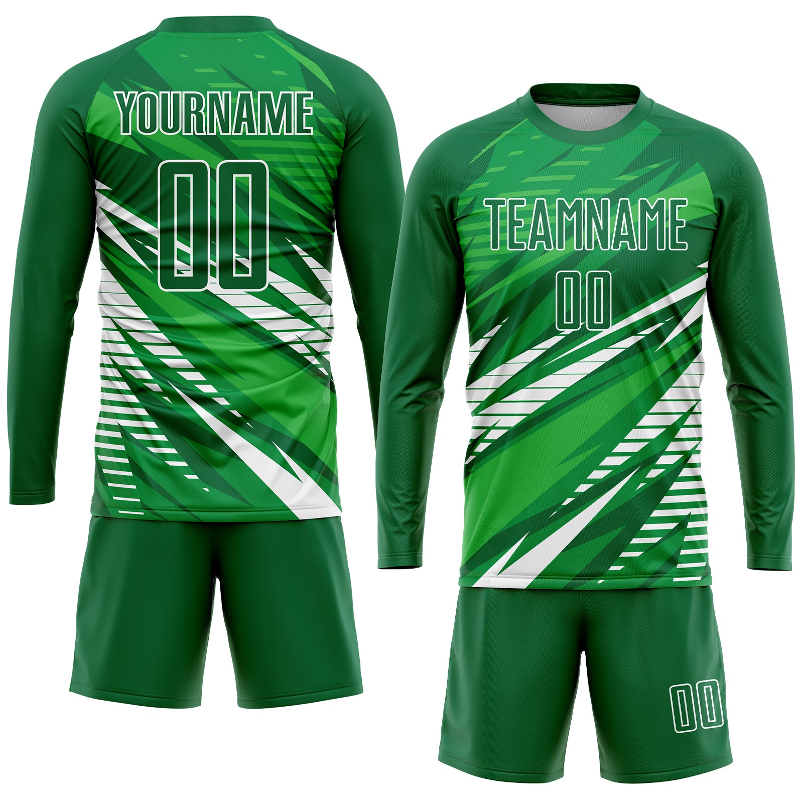 Custom Kelly Green White Sublimation Soccer Uniform Jersey