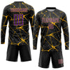 Custom Black Purple-Gold Sublimation Soccer Uniform Jersey