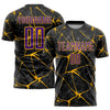 Custom Black Purple-Gold Sublimation Soccer Uniform Jersey