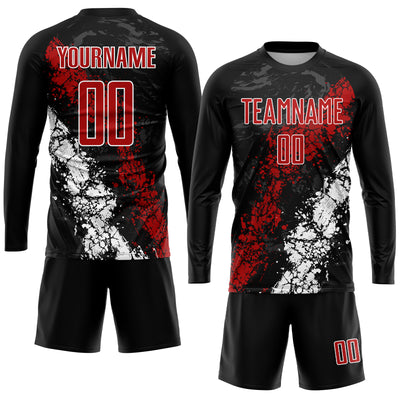 Custom Black Red-White Sublimation Soccer Uniform Jersey