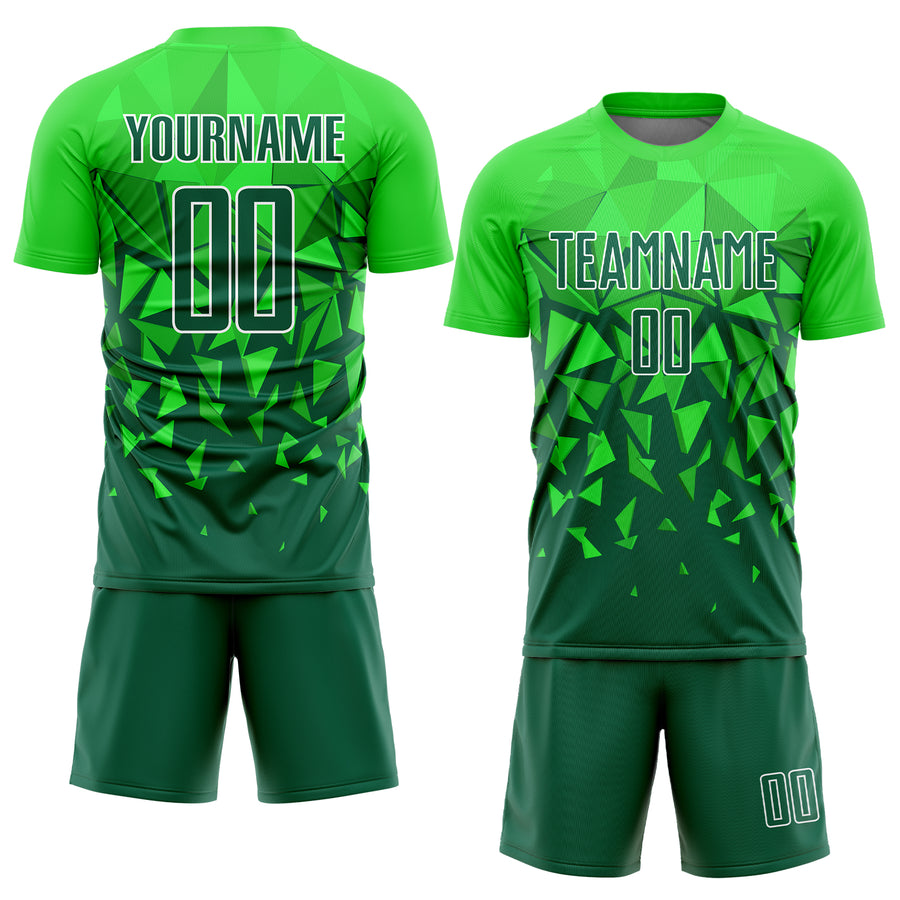 Custom Green Grass Green-White Sublimation Soccer Uniform Jersey