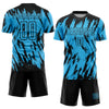 Custom Sky Blue Black Sublimation Soccer Uniform Jersey