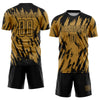 Custom Old Gold Black Sublimation Soccer Uniform Jersey