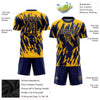 Custom Gold Navy Sublimation Soccer Uniform Jersey