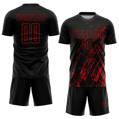 Custom Black Red Sublimation Soccer Uniform Jersey