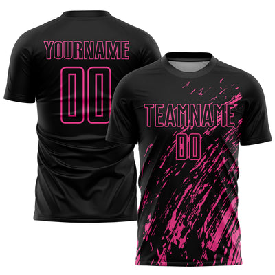 Custom Black Pink Sublimation Soccer Uniform Jersey