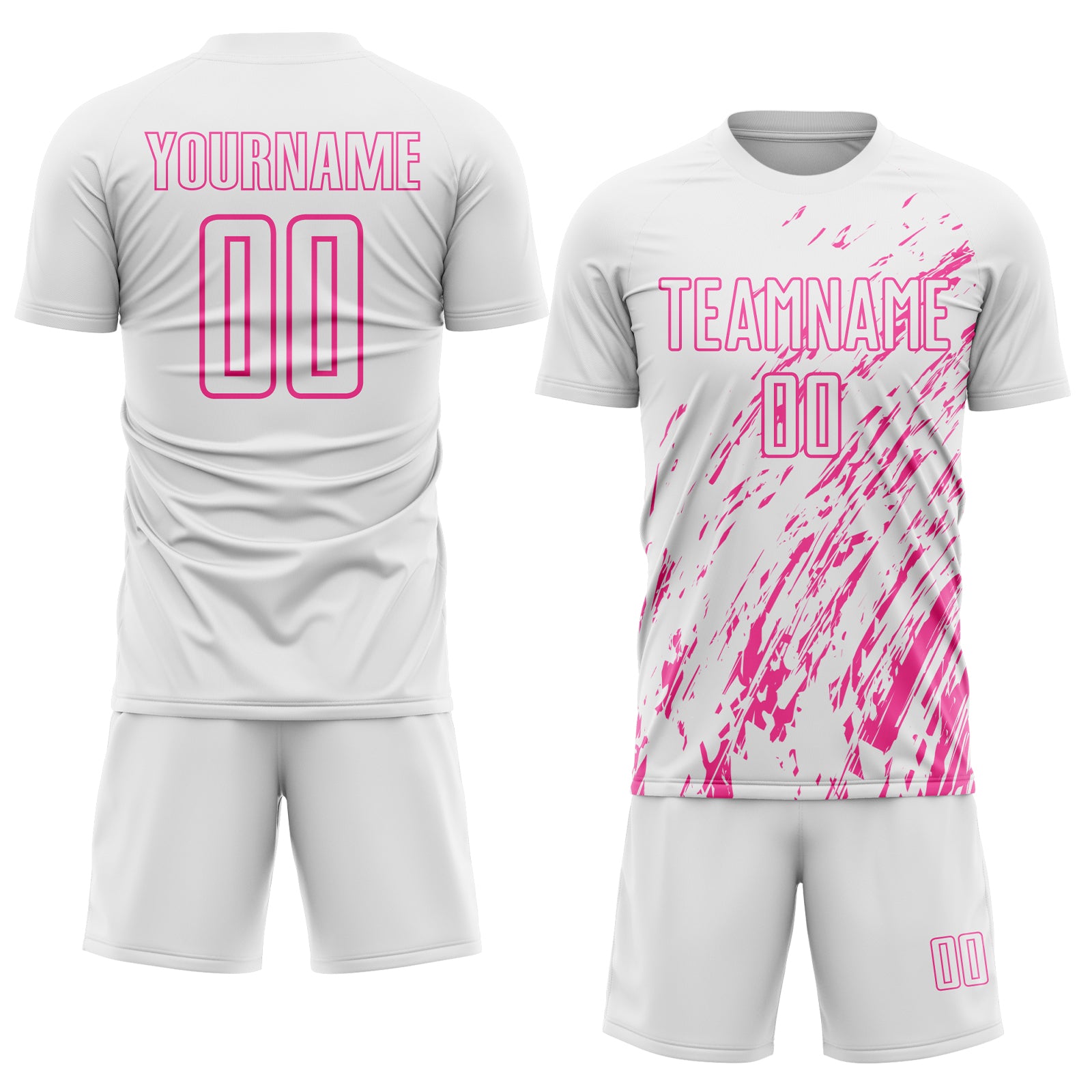 Custom White Pink Sublimation Soccer Uniform Jersey