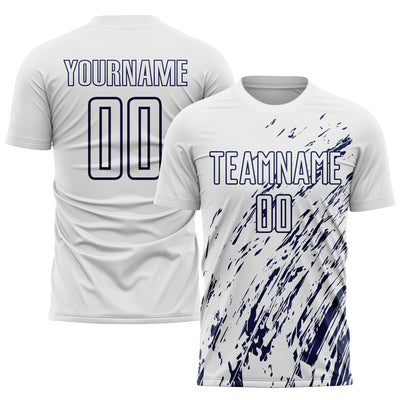 Custom White Navy Sublimation Soccer Uniform Jersey