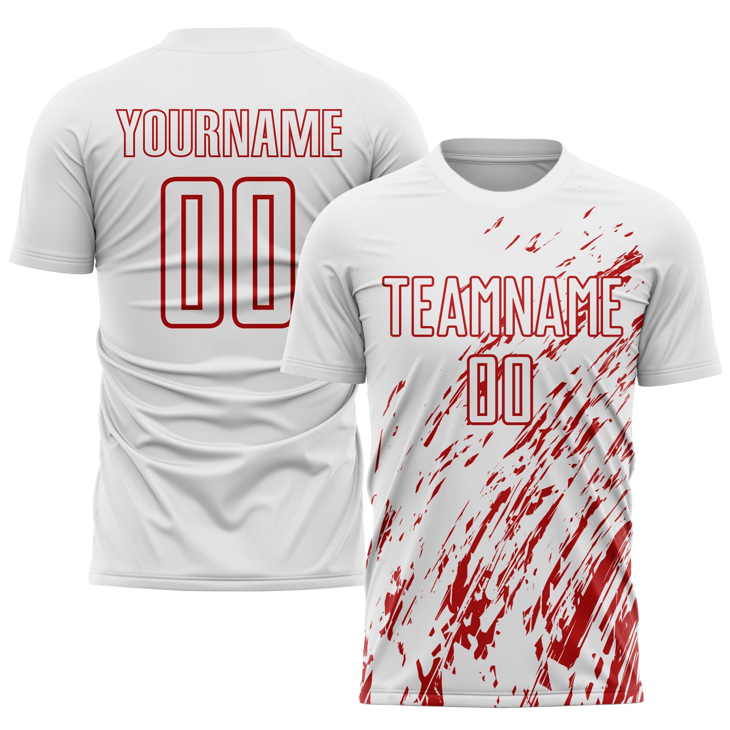 Custom White Red Sublimation Soccer Uniform Jersey