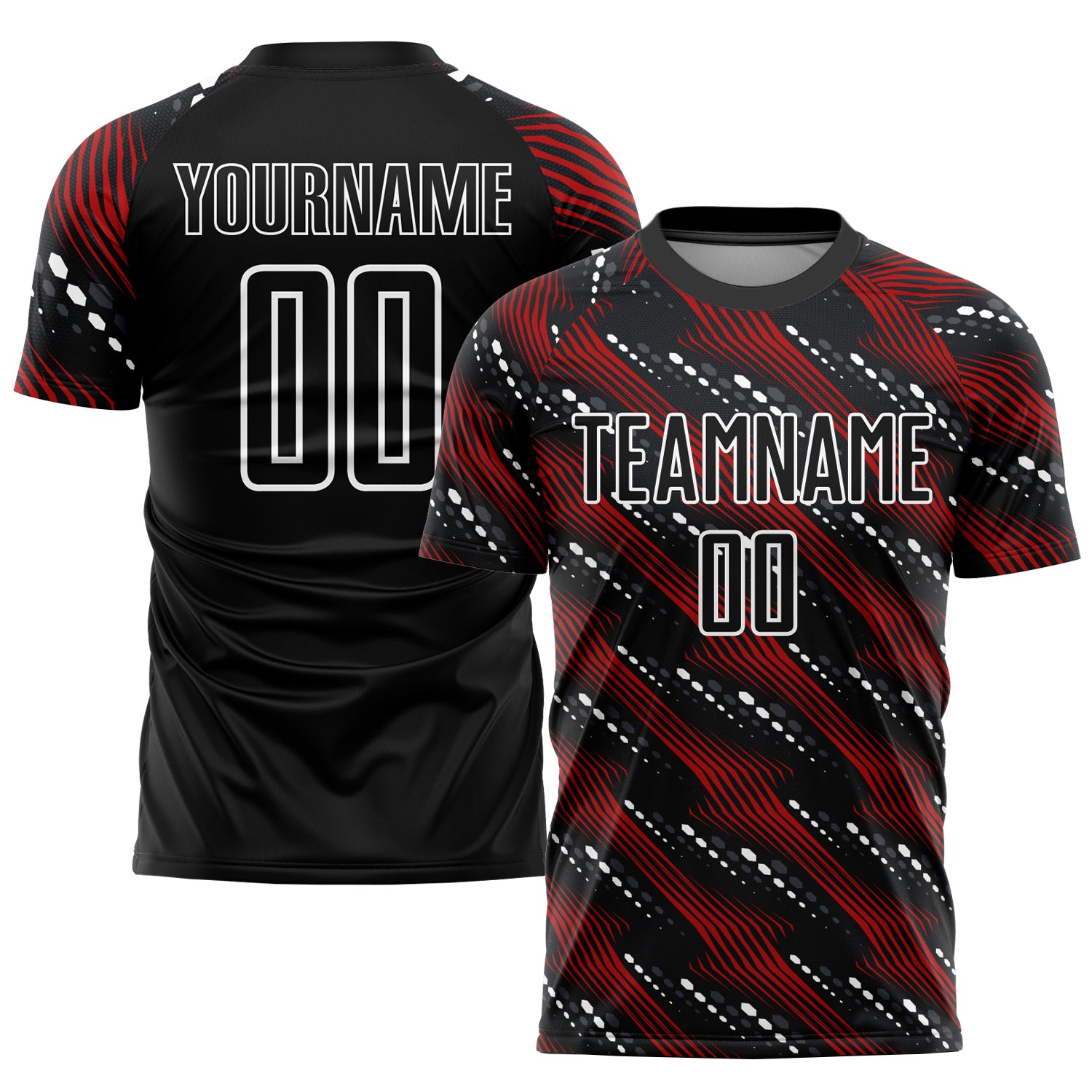 Custom Black Red-White Sublimation Soccer Uniform Jersey