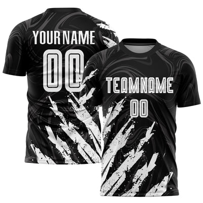 Custom Black White Sublimation Soccer Uniform Jersey