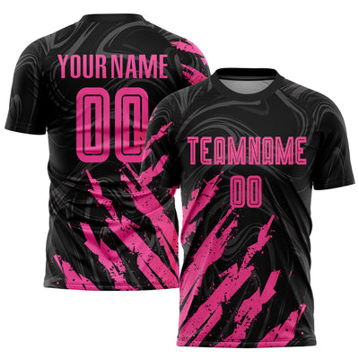 Custom Black Pink Sublimation Soccer Uniform Jersey