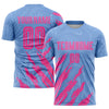 Custom Light Blue Pink Sublimation Soccer Uniform Jersey