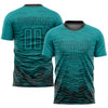 Custom Teal Black Sublimation Soccer Uniform Jersey