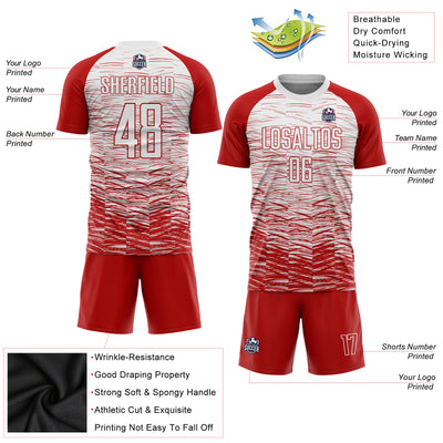 Custom Red White Sublimation Soccer Uniform Jersey