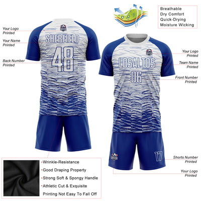 Custom Royal White Sublimation Soccer Uniform Jersey