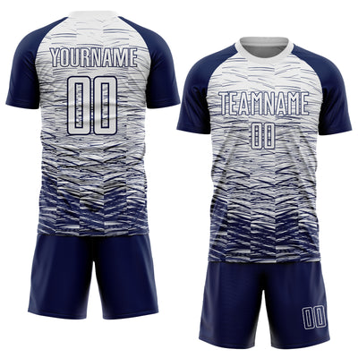 Custom Navy White Sublimation Soccer Uniform Jersey