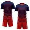 Custom Navy Red Sublimation Soccer Uniform Jersey