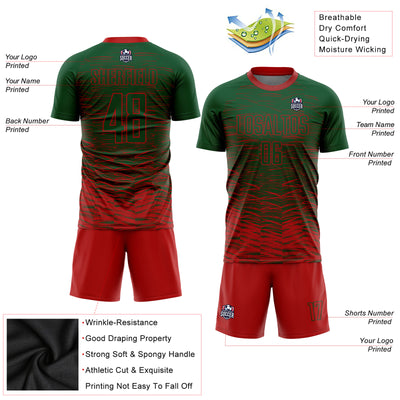 Custom Green Red Sublimation Soccer Uniform Jersey