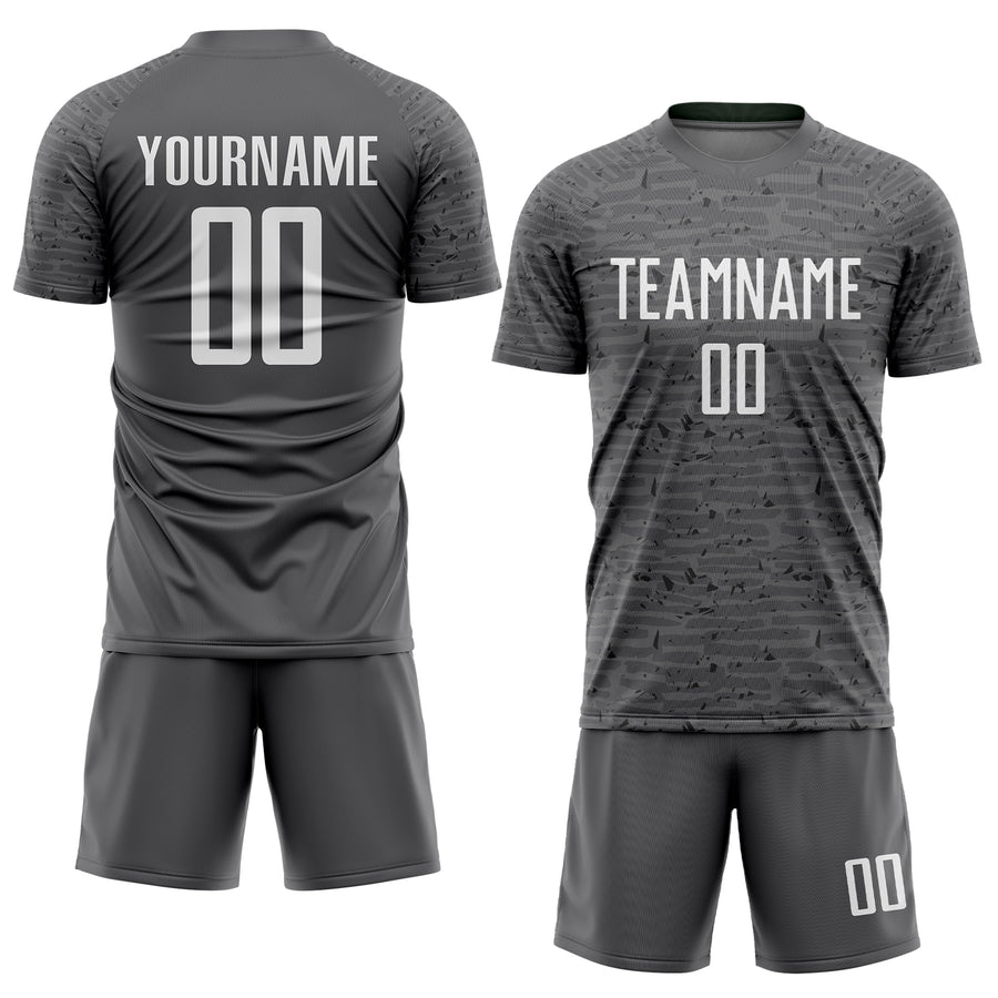 Custom Steel Gray White Sublimation Soccer Uniform Jersey