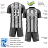 Custom Steel Gray White-Black Ethnic Stripes Sublimation Soccer Uniform Jersey