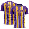 Custom Purple Gold-White Stripes Sublimation Soccer Uniform Jersey