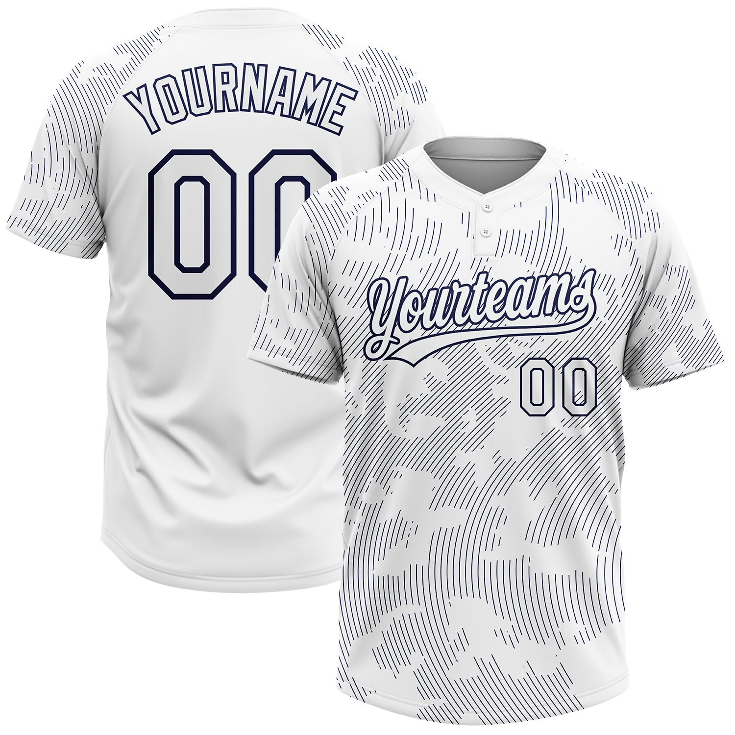 Custom 3D Pattern Softball Jersey Figure Purple Navy-Pink Two-Button Unisex  - FansIdea