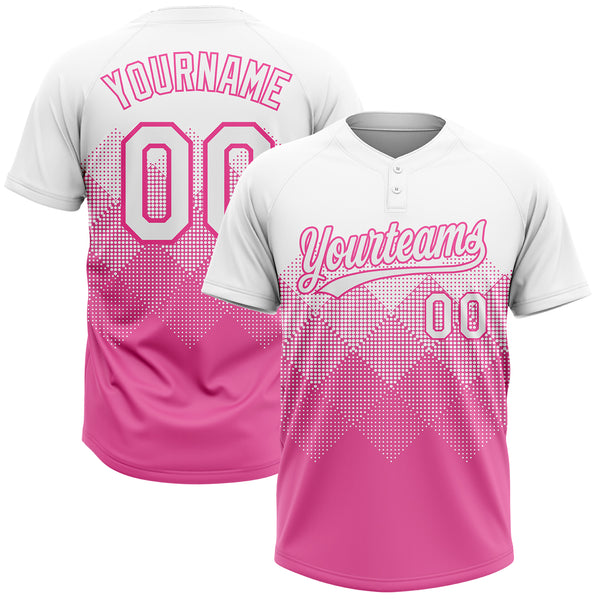 Custom 3D Pattern Softball Jersey Figure Purple Navy-Pink Two-Button Unisex  - FansIdea