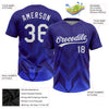 Custom Dark Purple White-Royal 3D Pattern Two-Button Unisex Softball Jersey