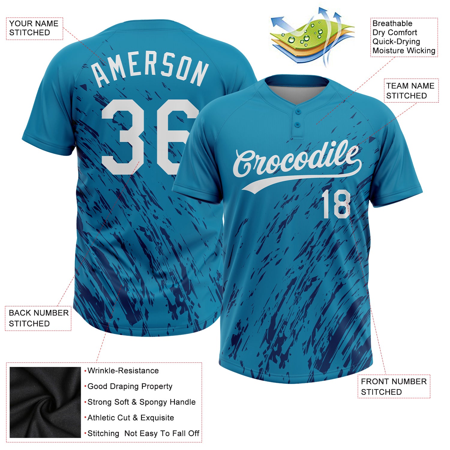 Custom Teal White-Royal Flame Two-Button Unisex Softball Jersey Women's Size:L