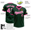 Custom Green Pink-White Two-Button Unisex Softball Jersey