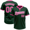 Custom Green Pink-White Two-Button Unisex Softball Jersey